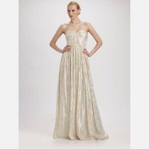 Erin Fetherston Coralie Strapless Shirred Metallic Gown